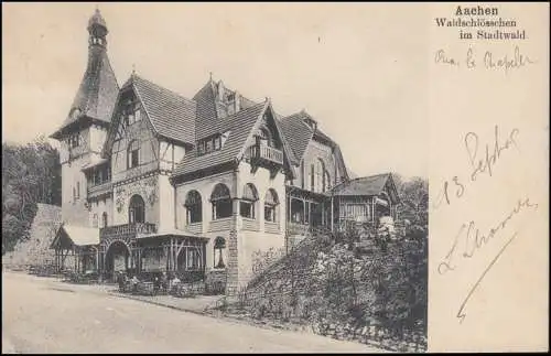 Carte de la forêt de Schlösschen dans la Forêt de ville à AACHEN 13.9. 1905