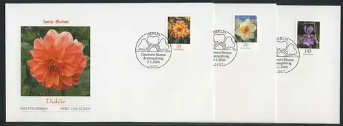 2505-2507 Blumen 0,35/0,90/1,45 Euro mit Nummer FDC Berlin