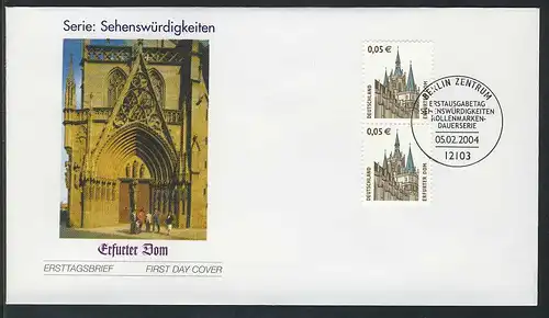 2381 SwK 0,05 Euro Erfurter Dom, numéro - FDC Berlin