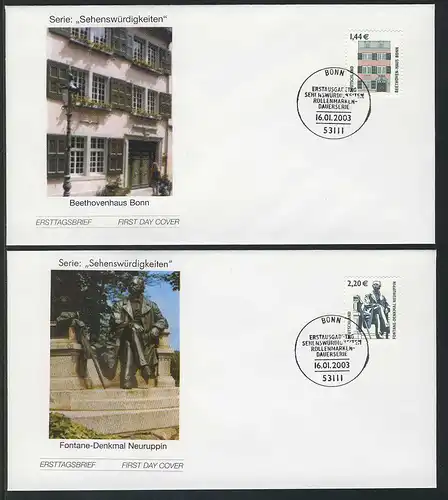 2306-2307 SWK Bonn und Neuruppin, Marken mit Nummer FDC Bonn