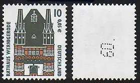 2139 SWK 10 Pf, 5er-Streifen - seltene Teilauflage mit tiefschwarzer Nummer **