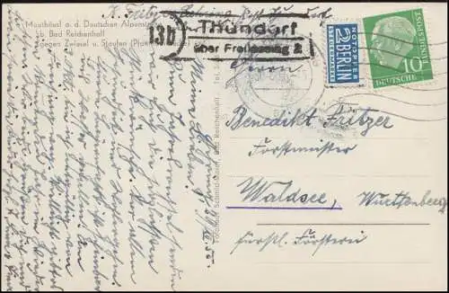 Landpost Thundorf über FREILASSING 30.12.1955 auf AK Mauthäusl / Alpenstraße