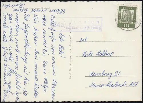 Landpost Undeloh über BUCHHOLZ (Kr HARBURG) 8.9.1961, AK Jugendherberge Undeloh
