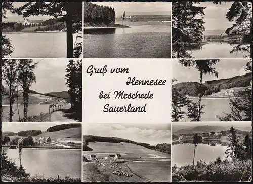 Landpost Enkhausen über MESCHEDE 18.6.1958 auf Ansichtskarte Hennesee