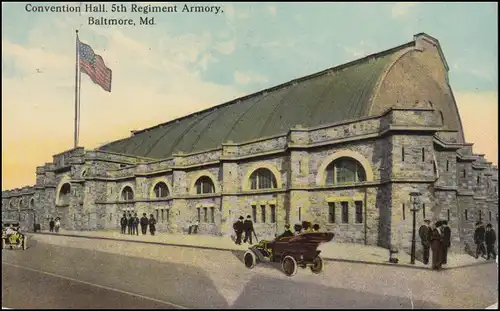 Carte de vue des États-Unis Baltimore / Md. Convention Hall 5th Regiment Armory, transporté