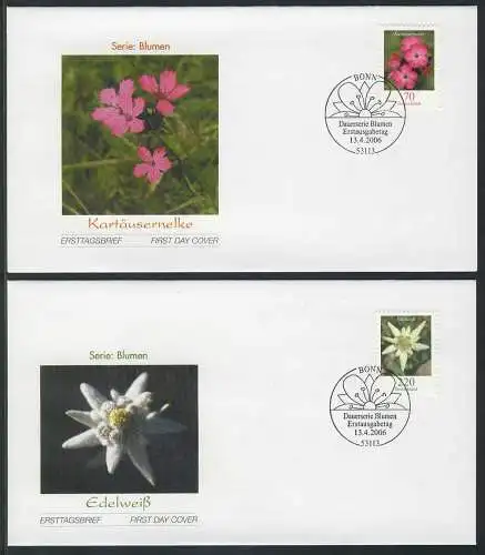 2529-2530 Fleurs 0,70/2,20 Euros numéroté FDC Bonn
