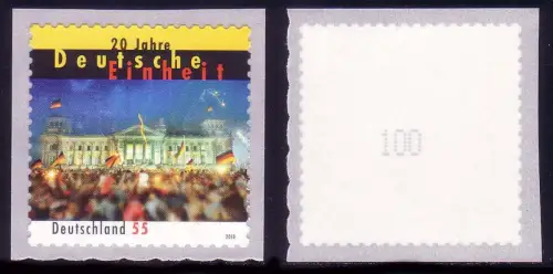 2822 Deutsche Einheit sk mit rückseitiger Nummer 100 **