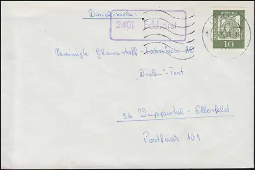 Landpost 2401 Eckhorst auf Drucksache LÜBECK 3.5.1963 nach Wuppertal-Elberfeld