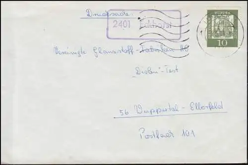 Landpost 2401 Eckhorst auf Drucksache LÜBECK 3.5.1963 nach Wuppertal-Elberfeld