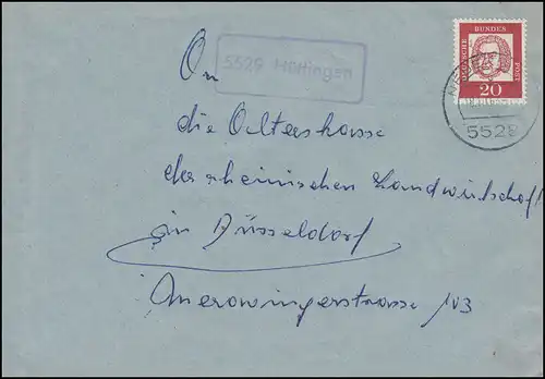 Landpost 5529 Hüttingen sur lettre NeueBURG 18.10.1963 à Düsseldorf