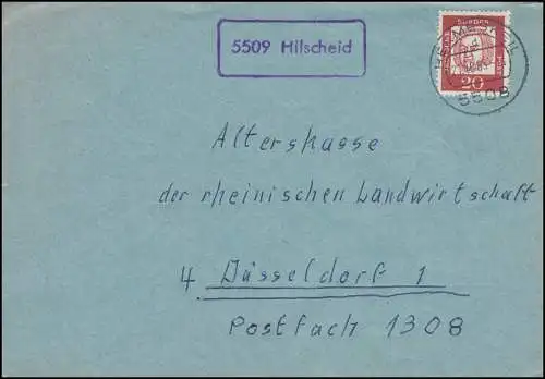 Landpost 5509 Hilscheid sur lettre HERMESKEIL 21.10.63 à Düsseldorf