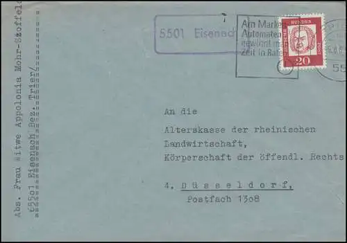 Landpost 5501 Eisenach auf Brief TRIER 5.8.1963 nach Düsseldorf