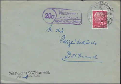 Landpost Wintermoor über Soltau (Han.) auf Brief SSt SOLTAU 31.5.1958 