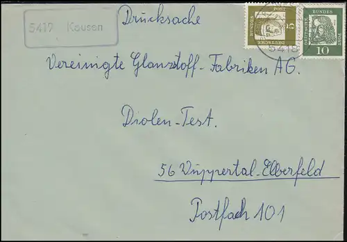 Landpost 5419 Kausen auf Drucksache SELTERS (WESTERWALD) 2.5.1963