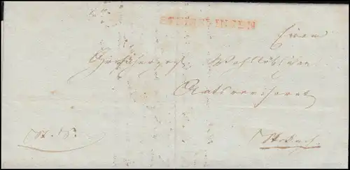 Baden Vorphilatelie Faltbrief roter Einzeiler STEISSLINGEN geschrieben 1840