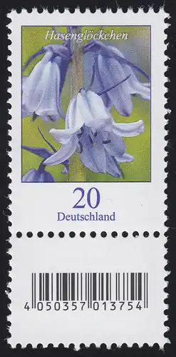 3315 Blume 20 Cent aus 200er-Rolle, mit großer Nummer und Codierfeld **