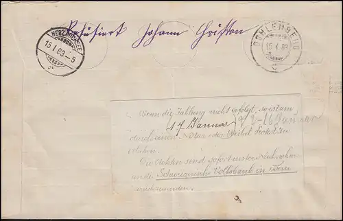 Suisse Translation du courrier AU 2y Schweizer Volksbank BERN 13.1.1883