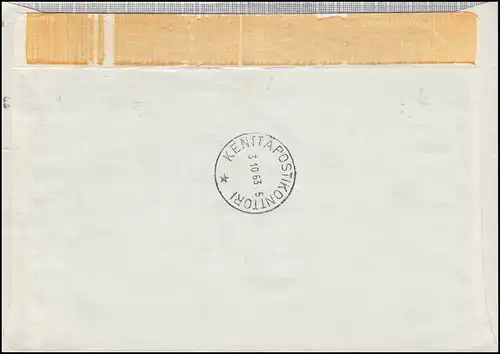 Finlande militaire de champ 8 en tant qu'EE en temps opportun sur lettre VAASA 2.10.1963