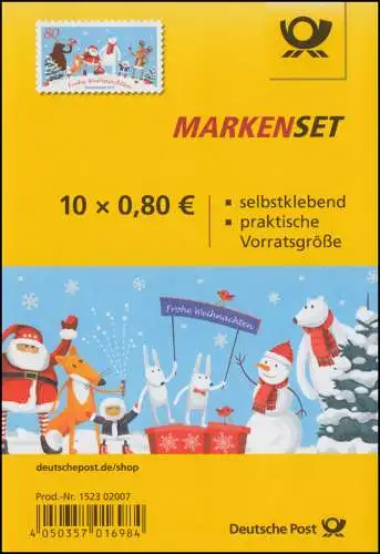 FB 95 Weihnachten mit Freunden, Folienblatt mit 10x 3505, postfrisch **