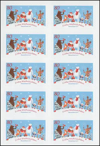 FB 95 Weihnachten mit Freunden, Folienblatt mit 10x 3505, postfrisch **
