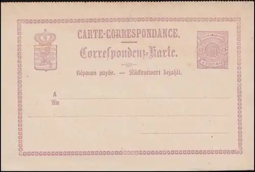 Luxembourg Carte postale P 6 Armoiries en cercle Carte double 6/6 C., non utilisée **