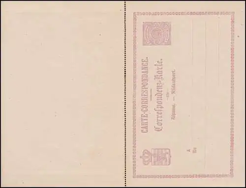 Luxembourg Carte postale P 6 Armoiries en cercle Carte double 6/6 C., non utilisée **