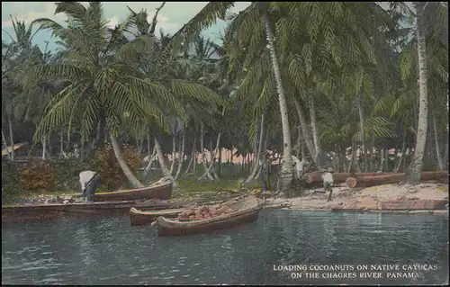 Zone du canal de Panama 17 Marque d'impression sur la récolte AK Kokusnouss CAMP EMPIRE 14.1.1913