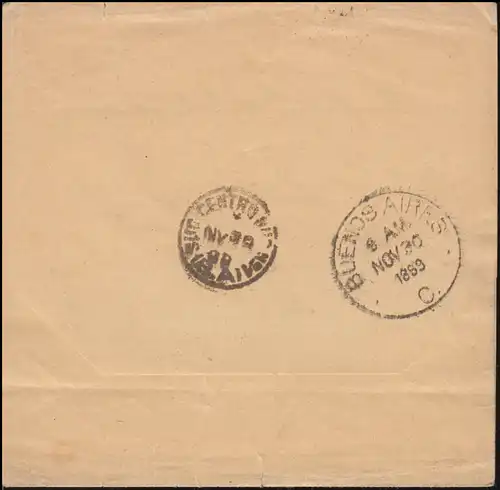 Argentine Streifband 3 cent. vert, BUENOS AIRES 30.11.1889