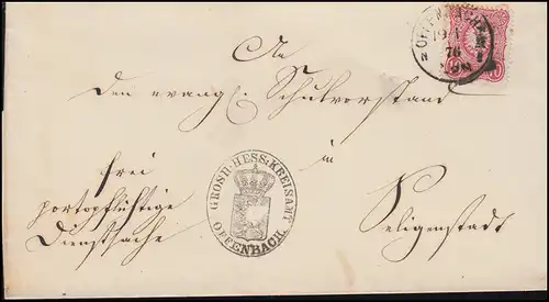 33 Ziffer 10 Pfennige auf Dienstbrief Einkreisstempel OFFENBACH 19.1.1876