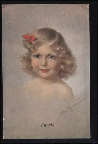 Dresdner Künstler-Karte M. Pichon: Annele, gelaufen um 1922