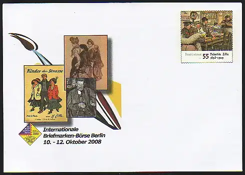 USo 165 Briefmarken-Börse Berlin 2008 Heinrich Zille, **