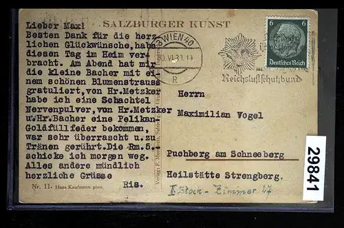 Artiste-AK Salzburger Kunst, Hans Kaufmann, Flütznemden Glück, Vienne 30.6.39