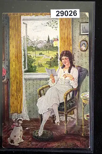 Künstler-AK Gemälde von A. Mailick: Eine liebe Nachricht, gelaufen 1925