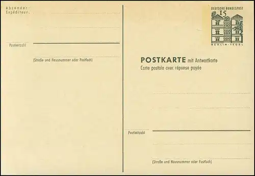 P 84 Bauwerke I 15/15 Pf Postkarte oben  ** wie verausgabt