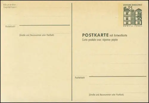 P 84 Bauwerke I 15/15 Pf Postkarte oben  ** wie verausgabt