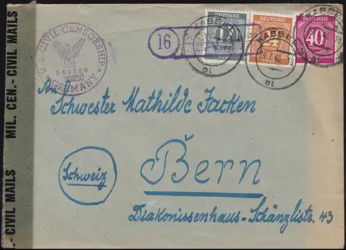 Landpost Gut Windhausen über KASSEL 7 - 29.7.1946 auf Brief mit US-Zensur 20250