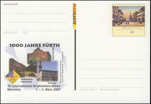 PSo 95 Bourse des Timbres Munich - 1000 ans Fürth 2007, **