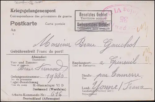 Poste de prisonniers de guerre Stalag VI D Dortmund en France