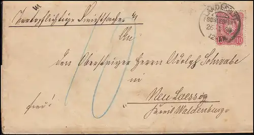 41 Ziffer 10 Pfennig auf Brief Kreisgericht LANDESHUT (SCHLESIEN) 26.1.1889