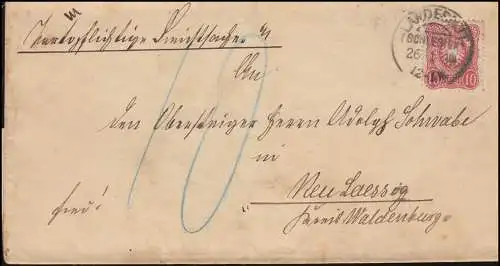 41 Ziffer 10 Pfennig auf Brief Kreisgericht LANDESHUT (SCHLESIEN) 26.1.1889