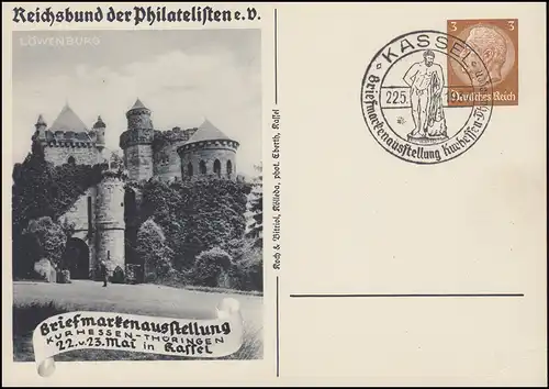 PP 122 Exposition Kurashessen-Thüringen Löwenburg SSt KASSEL 22.5.1937