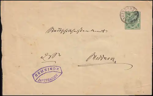Envoi de service DU 5 Municipalité de JAGSTHAUSEN 27.2.1891 selon WIDDERN 27.2.91