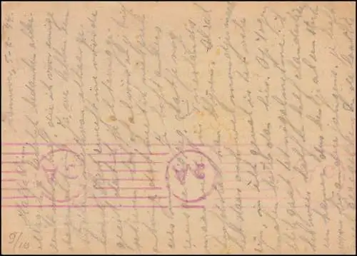 Censure Tampon en cercle A.c. sur P 312/08 Landpost Hannover 1 M, HANNOVER 15.2.44