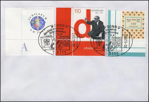 Euro-Einführung: Abschied von Pf-Briefmarken, passende Marken im SSt Bonn