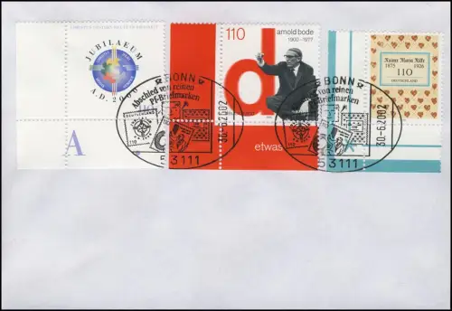 Euro-Einführung: Abschied von Pf-Briefmarken, passende Marken im SSt Bonn