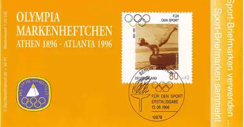 Sport 1996 vainqueur olympique Carl Schumann 80 Pf 6x1861, ESSt Berlin
