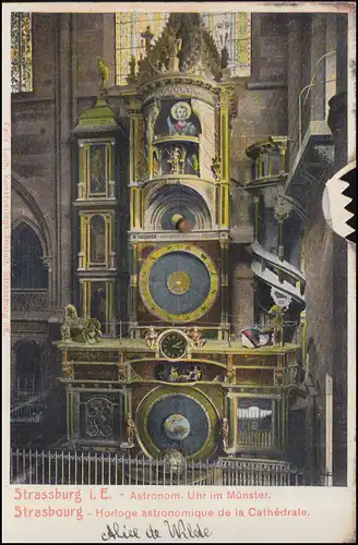 AK avec disque tournant: Strasbourg / Alsace Astronom. Montre dans la cathédrale, inutilisé **