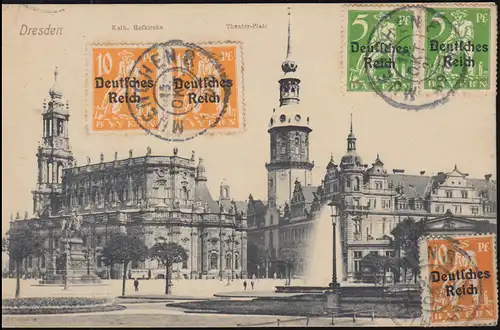 Carte de Dresde Kath. Hofkirche et Théâtre Place 15.10.1920 pour Rotterdam