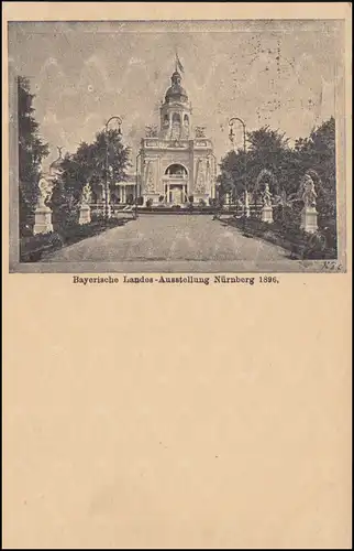 Bayern P 48/02 Landesausstellung mit Initialen: Blanko-SSt Nürnberg 7.10.1896