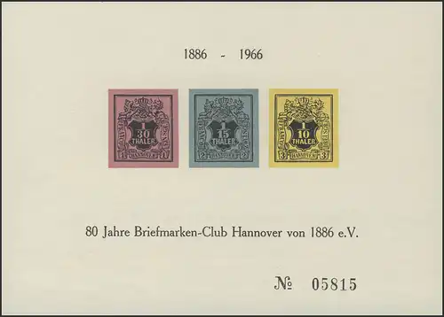 Sonderdruck Hannover 3-5 Neudruck HANAPOSTA 1966